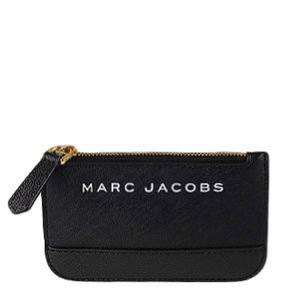 Marc Jacobs Branded Saffiano Coin Pouch In Black